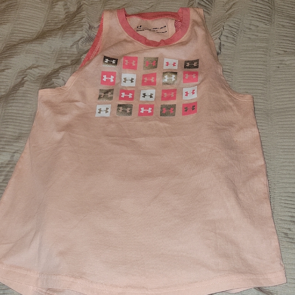 Under Armour Kids Peach Tank Top with Graphic Squares NEW